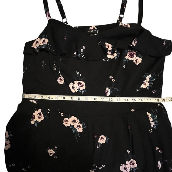 Torrid Black Floral Wide Leg Ruffle Jumpsuit Romantic, Feminine, Cottagecore NWT - Picture 10 of 10